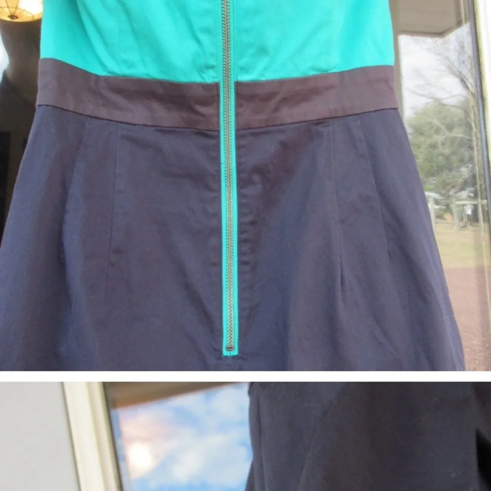 French Connection dress strapless with pockets color block office 6 - Picture 8 of 12